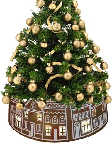 Tree Collar - LED Gingerbread House Christmas Tree Skirt,Decorative Holiday Supplies for Fireplace Entryway Living Room Office Patio Porch Yard Garden Landscape Cafe Shops in Saudi Arabia
