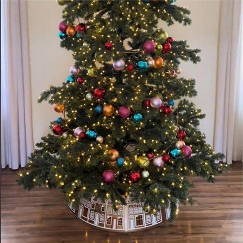 Tree Collar - LED Gingerbread House Christmas Tree Skirt,Decorative Holiday Supplies for Fireplace Entryway Living Room Office Patio Porch Yard Garden Landscape Cafe Shops in Saudi Arabia