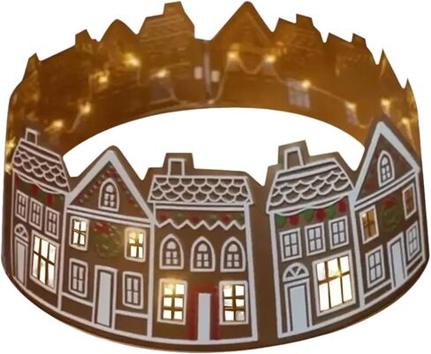 Tree Collar - LED Gingerbread House Christmas Tree Skirt,Decorative Holiday Supplies for Fireplace Entryway Living Room Office Patio Porch Yard Garden Landscape Cafe Shops in Saudi Arabia