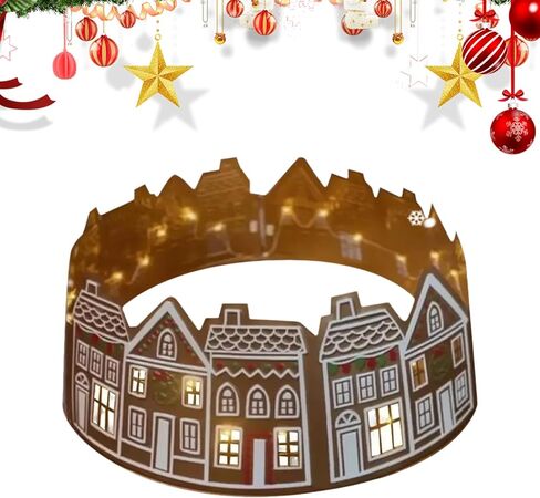 Tree Collar - LED Gingerbread House Christmas Tree Skirt,Decorative Holiday Supplies for Fireplace Entryway Living Room Office Patio Porch Yard Garden Landscape Cafe Shops in Saudi Arabia