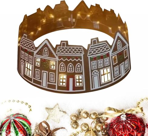 Tree Collar - LED Gingerbread House Christmas Tree Skirt,Decorative Holiday Supplies for Fireplace Entryway Living Room Office Patio Porch Yard Garden Landscape Cafe Shops in Saudi Arabia