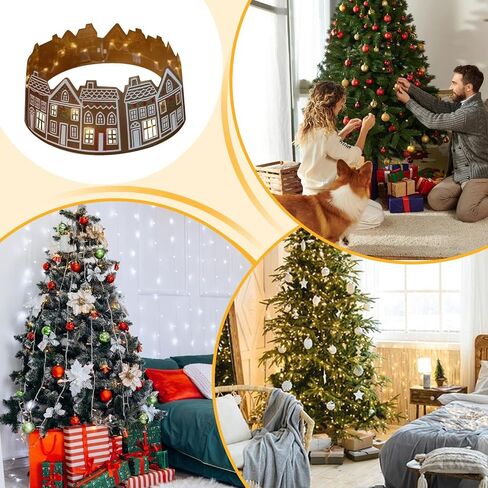 Tree Collar - LED Gingerbread House Christmas Tree Skirt,Decorative Holiday Supplies for Fireplace Entryway Living Room Office Patio Porch Yard Garden Landscape Cafe Shops in Saudi Arabia