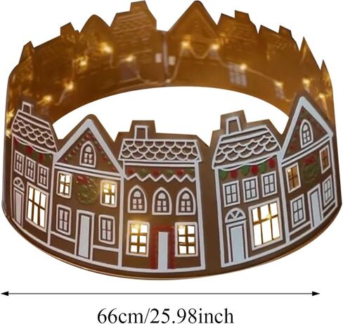 Tree Collar - LED Gingerbread House Christmas Tree Skirt,Decorative Holiday Supplies for Fireplace Entryway Living Room Office Patio Porch Yard Garden Landscape Cafe Shops in Saudi Arabia