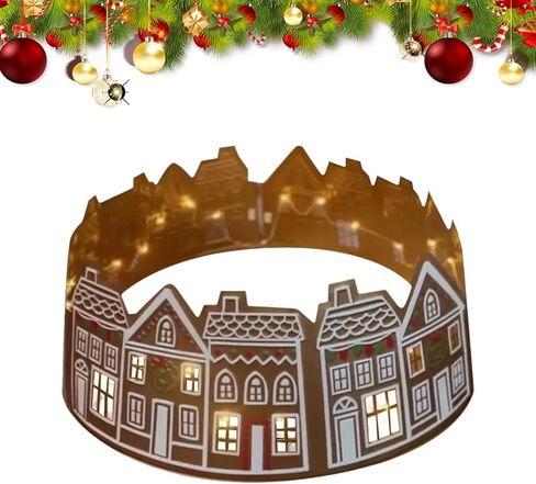 Tree Collar - LED Gingerbread House Christmas Tree Skirt,Decorative Holiday Supplies for Fireplace Entryway Living Room Office Patio Porch Yard Garden Landscape Cafe Shops in Saudi Arabia