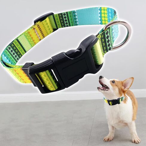 Dog Collar, Soft Adjustable Dog Collar with Bohemia Floral Geometric Patterns, Pet Collar for Small Medium Large Dogs (Bohemian Yellow+L) in Saudi Arabia