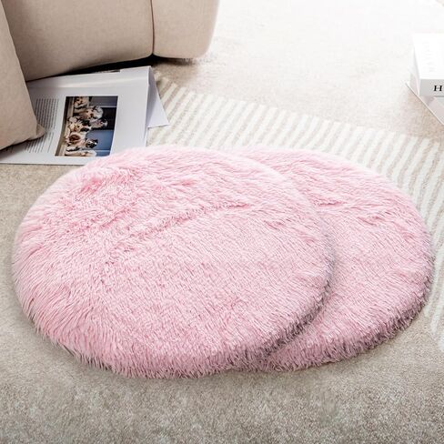 2PCS Round Plush Pet Mat Thin Style Pad Mat for Cats, Small Dogs, Rabbits, Guinea Pigs, Washable Soft Sofa mat, for Crate Cat Tree Tower Window Perch (Brown, Small (15.8inch) - 2pcs) in Saudi Arabia