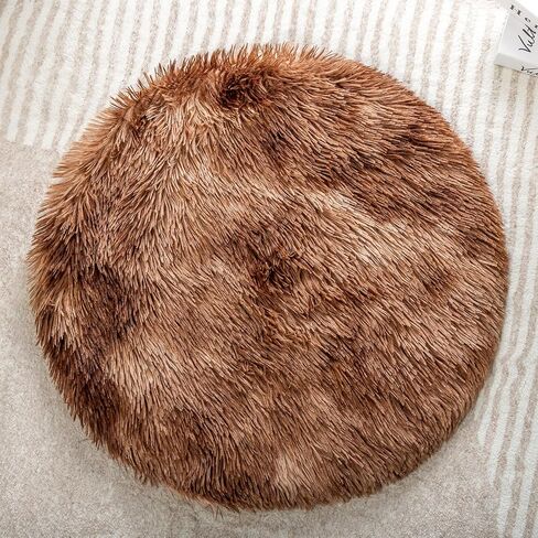 2PCS Round Plush Pet Mat Thin Style Pad Mat for Cats, Small Dogs, Rabbits, Guinea Pigs, Washable Soft Sofa mat, for Crate Cat Tree Tower Window Perch (Brown, Small (15.8inch) - 2pcs) in Saudi Arabia