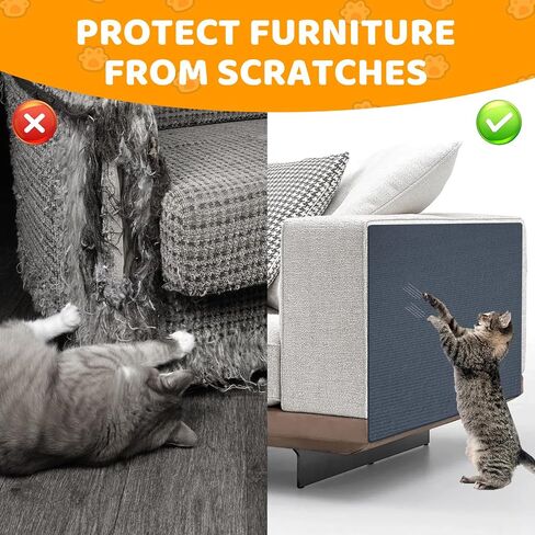 Cat Scratching Mat Self-Adhesive, 78.7'' x 15.8'', Trimmable Cat Scratch Pads Furniture Protector, DIY Climbing Cats Scratching Carpet for Couch, Door Frame or Wall Corner Protector (Light Gray) in Saudi Arabia