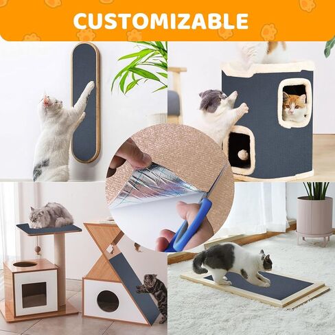 Cat Scratching Mat Self-Adhesive, 78.7'' x 15.8'', Trimmable Cat Scratch Pads Furniture Protector, DIY Climbing Cats Scratching Carpet for Couch, Door Frame or Wall Corner Protector (Light Gray) in Saudi Arabia