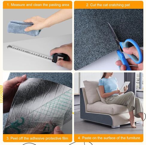 Cat Scratching Mat Self-Adhesive, 78.7'' x 15.8'', Trimmable Cat Scratch Pads Furniture Protector, DIY Climbing Cats Scratching Carpet for Couch, Door Frame or Wall Corner Protector (Light Gray) in Saudi Arabia