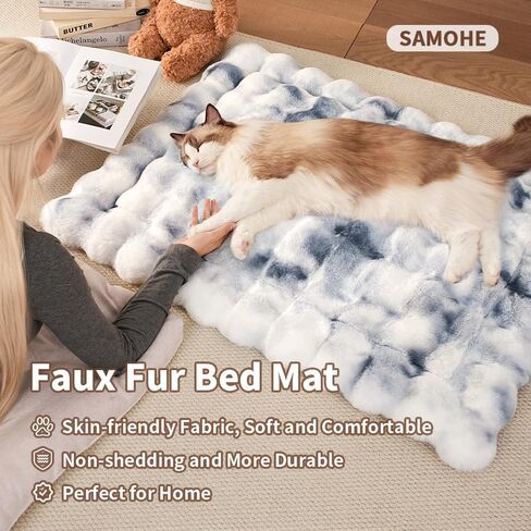 سرير للقطط من القطيفة فائقة النعومة وقابلة للغسل في الغسالة مع قاعدة مطاطية مضادة للانزلاق للقطط والكلاب الداخلية ووسادة من الفرو الصناعي لحامل الأريكة الأرضية للقطط والجراء مقاس 23 × 15 بوصة متوسط ​​الجمل in Kuwait