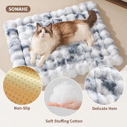 سرير للقطط من القطيفة فائقة النعومة وقابلة للغسل في الغسالة مع قاعدة مطاطية مضادة للانزلاق للقطط والكلاب الداخلية ووسادة من الفرو الصناعي لحامل الأريكة الأرضية للقطط والجراء مقاس 23 × 15 بوصة متوسط ​​الجمل in Kuwait
