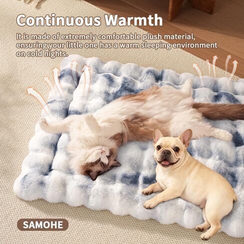 سرير للقطط من القطيفة فائقة النعومة وقابلة للغسل في الغسالة مع قاعدة مطاطية مضادة للانزلاق للقطط والكلاب الداخلية ووسادة من الفرو الصناعي لحامل الأريكة الأرضية للقطط والجراء مقاس 23 × 15 بوصة متوسط ​​الجمل in Kuwait