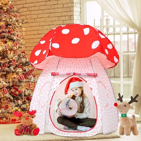 Play Tent for Kids Pop Up Tent Indoor Outdoor Boys and Girls Playhouse with Exquisite Design for Imaginative Mushroom Tent by CRAWLBO Patented (Pink, Small) in Kuwait