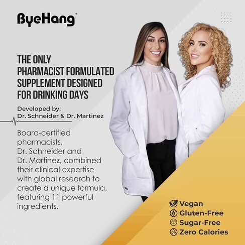 ByeHang After Alcohol Vitamin/Dihydromyricetin (DHM), Cysteine, Milk Thistle, B Vitamins, Prickly Pear, Ginger, L-theanine/Pharmacist Formulated/13 Doses in Saudi Arabia