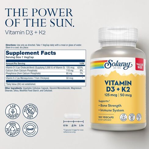 Solaray, D3 5000Mg with K2, 60 Vegetarian Capsules in Saudi Arabia