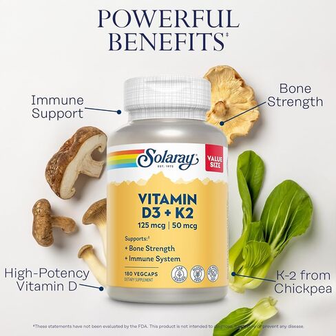 Solaray, D3 5000Mg with K2, 60 Vegetarian Capsules in Saudi Arabia