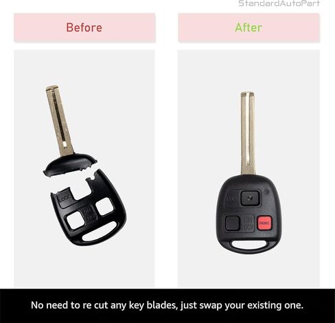 StandardAutoPart (مجموعة من 2 حافظة دخول بدون مفتاح للسيارة 3 أزرار عن بعد متوافقة مع لكزس (لا يلزم قطع المفاتيح) in Kuwait