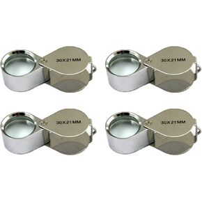 8 Pcs Mini 30X 21mm Jeweler Jeweler's Jewelry Loupe Magnifier Magnifying Glass Silver w/ Box in Kuwait