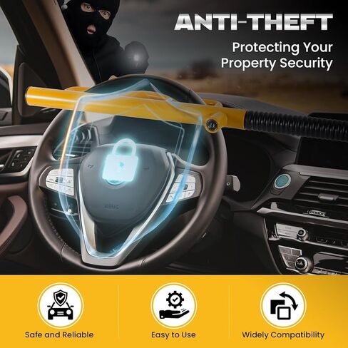 5 Digit Combination Car Steering Wheel Lock, LAMA Password Code Steering Lock, Retractable Keyless Heavy Duty Steering Wheel Lock, Universal Anti-Theft Car Steering Fit for Cars, Trucks, Vans, SUVs in Kuwait