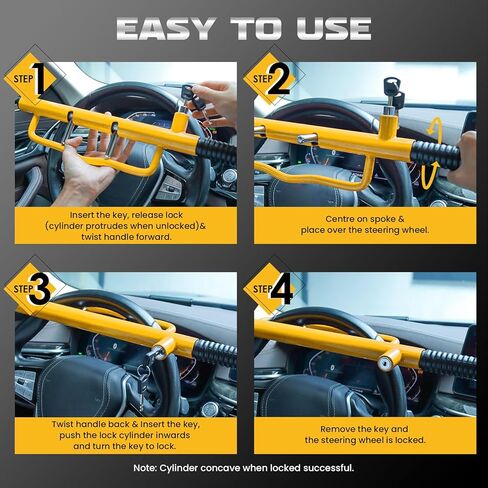 5 Digit Combination Car Steering Wheel Lock, LAMA Password Code Steering Lock, Retractable Keyless Heavy Duty Steering Wheel Lock, Universal Anti-Theft Car Steering Fit for Cars, Trucks, Vans, SUVs in Kuwait