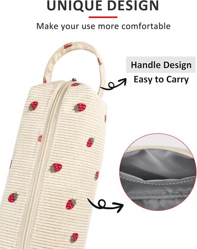 Fmeida Black Pencil Case Large Capacity Pencil Bag with Handle Pencil Cases Zipper Portable Pencil Storage Pouch Bag Pen Holder Minimalist Stationery Organizer for College Office Supplies in Kuwait