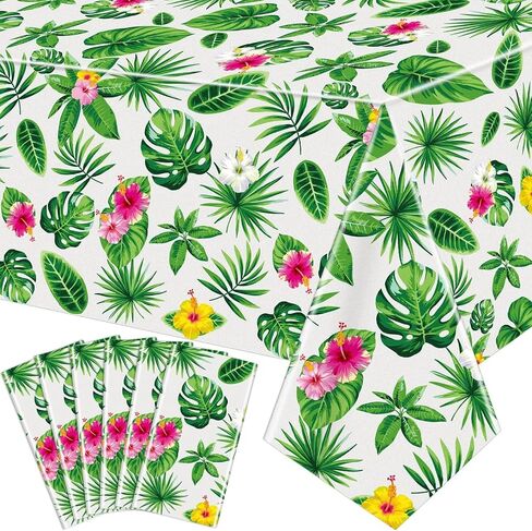 4 حزمة هاواي Luau titlecloths أوراق النخيل الاستوائية طاولة قطعة قماش هاواي يمكن التخلص منها من البلاستيك أغطية طاولة مستطيلة مستطيلة aloha summer beach biard in Saudi Arabia