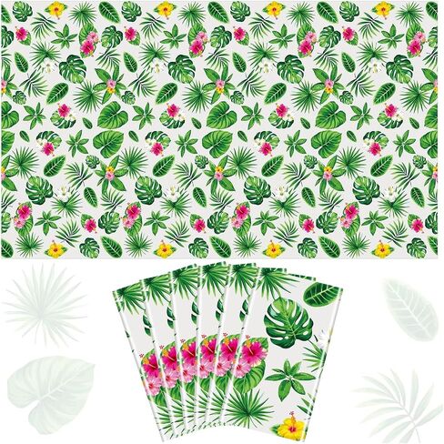 4 حزمة هاواي Luau titlecloths أوراق النخيل الاستوائية طاولة قطعة قماش هاواي يمكن التخلص منها من البلاستيك أغطية طاولة مستطيلة مستطيلة aloha summer beach biard in Saudi Arabia