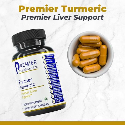 Premier Research Labs Turmeric - Supports Liver & Gastrointestinal Health - Features Naturally Occurring Curcuminoids from Organic Turmeric - Pure Vegan & GMO-Free - 60 Plant-Source Capsules in Saudi Arabia