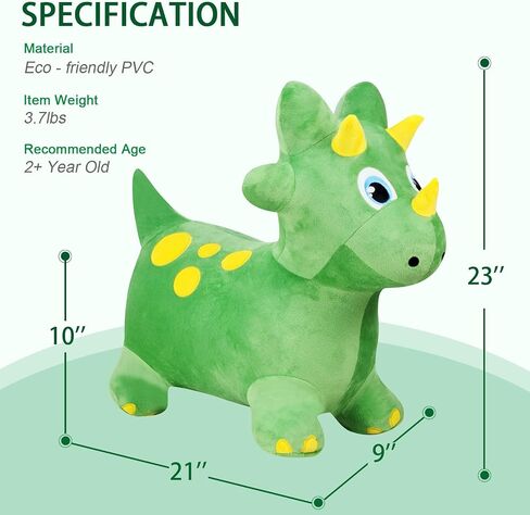 INPANY Bouncy Dinosaur Hopper Toy for Toddlers, Kids Inflatable Dragon Plush Bouncing Horse Hopper, Ride on Bounce Animal, Indoor Outdoor Birthday Gift for 2 3 4 Year Old Boy Girl in Saudi Arabia