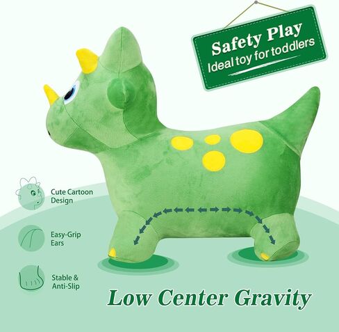 INPANY Bouncy Dinosaur Hopper Toy for Toddlers, Kids Inflatable Dragon Plush Bouncing Horse Hopper, Ride on Bounce Animal, Indoor Outdoor Birthday Gift for 2 3 4 Year Old Boy Girl in Saudi Arabia
