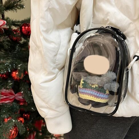 Clear Figure Display Bag with Keychain and Lanyard, Protective Doll Case, 15cm/5.91in Crossbody Doll Storage Bag in Saudi Arabia