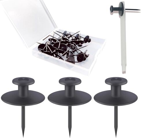 50 PCS Push Pins Picture Hangers Wall Hooks, Double Headed Thumb Tacks for Wall Hangings, Renter Friendly Decor Small Picture Frame Hangers for Drywall Cork Board Home Office Photo Decorations(Black) in Kuwait