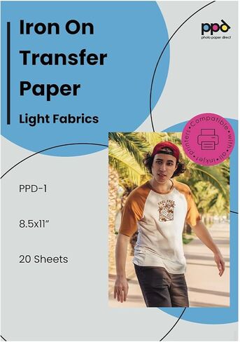بي بي دي ورق نقل تي شيرت خفيف الوزن يثبت بالكي من انك جيت 8.5×11 انش، عبوة كبيرة من 300 ورقة (PPD-1-300) in Kuwait