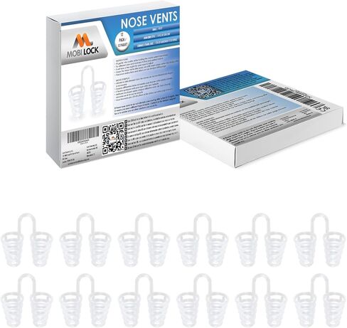 Nose Vent Sinus Relief Dilator (Pack of 12 Medium Size) Hard Silicone Vents - A Simple Solution for Nasal Snorers - Reusable Snoring Device to Enjoy a Peaceful Night's Sleep by Mobi Lock in Kuwait