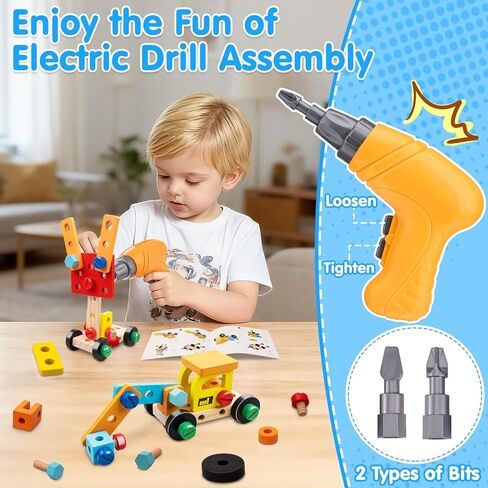 مجموعة أدوات أطفال Goodfuns للأطفال الصغار، 55 قطعة من أدوات البناء الخشبية مع صندوق أدوات، ألعاب تعلم البناء الجذعية التعليمية، مجموعات أدوات الأطفال لعمر 3 4 5 6 7 8 9 10 سنوات هدية عيد ميلاد للأولاد والبنات in Kuwait