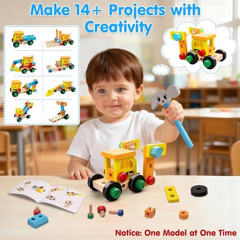 مجموعة أدوات أطفال Goodfuns للأطفال الصغار، 55 قطعة من أدوات البناء الخشبية مع صندوق أدوات، ألعاب تعلم البناء الجذعية التعليمية، مجموعات أدوات الأطفال لعمر 3 4 5 6 7 8 9 10 سنوات هدية عيد ميلاد للأولاد والبنات in Kuwait