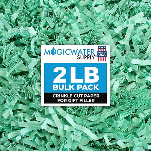 MagicWater Supply - 2 LB - Mint - Crinkle Cut Paper Shred Filler great for Gift Wrapping, Basket Filling, Birthdays, Weddings, Anniversaries, Valentines Day, and other occasions in Saudi Arabia