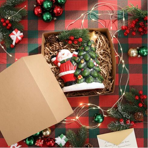 Cholemy 25 Pcs Kraft Gift Boxes Set Includes 12 Pcs 8 x 8 x 4 Inch Brown Paper Gift Boxes 12 Pcs Artificial Pine Picks and 98.4 Feet Twine for Christmas Birthday Wedding Bridesmaid Proposal Boxes in Kuwait