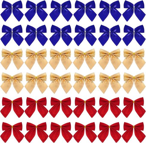 90 Pcs Christmas Tree Bows, Fengek 2.36 Inch Mini Ribbon Bows Ornaments for Christmas Decoration Gift Wrap Supplies, Multicolor A in Kuwait