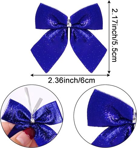 90 Pcs Christmas Tree Bows, Fengek 2.36 Inch Mini Ribbon Bows Ornaments for Christmas Decoration Gift Wrap Supplies, Multicolor A in Kuwait