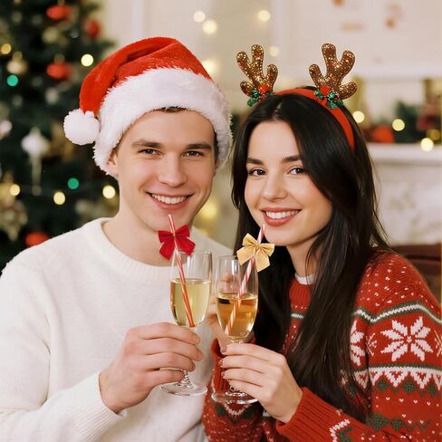 90 Pcs Christmas Tree Bows, Fengek 2.36 Inch Mini Ribbon Bows Ornaments for Christmas Decoration Gift Wrap Supplies, Multicolor A in Kuwait