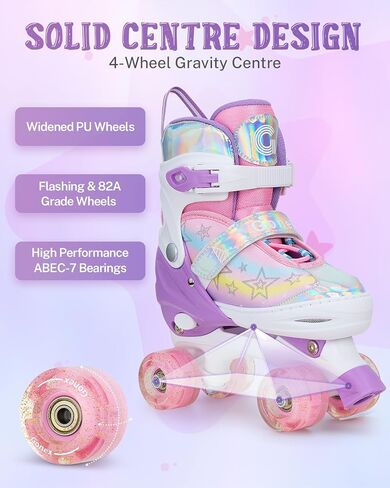 Gonex Roller Skates for Girls Kids Boys Women with Light up Wheels and Adjustable Sizes for Indoor Outdoor in Kuwait
