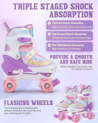 Gonex Roller Skates for Girls Kids Boys Women with Light up Wheels and Adjustable Sizes for Indoor Outdoor in Kuwait