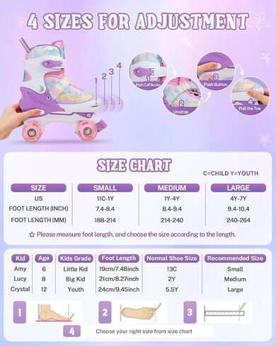 Gonex Roller Skates for Girls Kids Boys Women with Light up Wheels and Adjustable Sizes for Indoor Outdoor in Kuwait