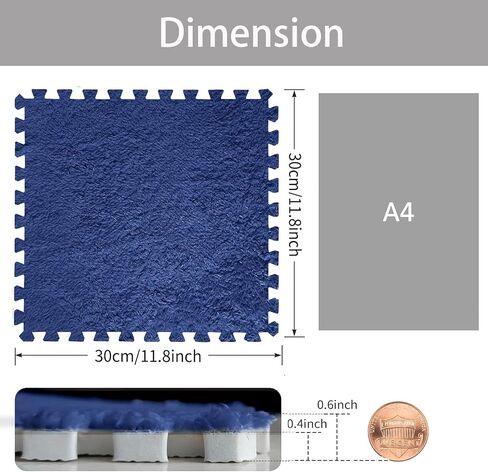 16pcs 0.6" Thickened Interlocking Tile Mats,Fluffy Shaggy Soft EVA Foam Area Rug for Living Room & Bedroom,Non-Slip Protective Floor Carpet Play Mat Kids Baby Dorm Home Decor (11.8ft, Pink) in Kuwait