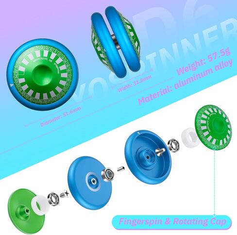 Magicyoyo D6 حلقات متعددة الوظائف Yoyo للأطفال 8-12 ، Yoyo الاستجابة مع طرق لعب متعددة ، yo-yo مع وظيفة الأصابع ، 2A خدعة يو يو للأطفال ، والبالغين (ذهبية مع غطاء أحمر) in Kuwait