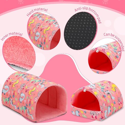 2 Pack Guinea Pig Hideout, Guinea Pig Bed with Guinea Pig Tunnel Washable Small Animal House Cage Accessories for Mouse Chinchillas Hamsters Hedgehogs Ferrets Bearded Dragons and Rats in Saudi Arabia