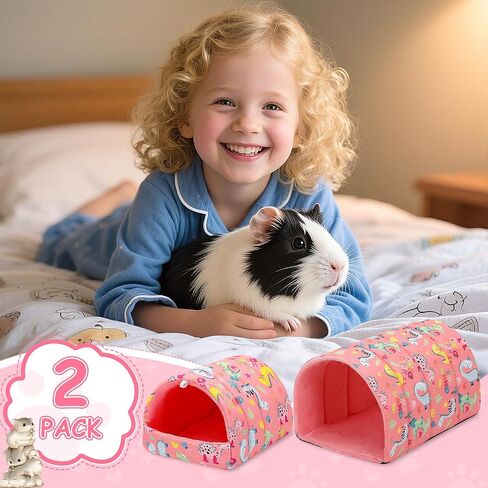 2 Pack Guinea Pig Hideout, Guinea Pig Bed with Guinea Pig Tunnel Washable Small Animal House Cage Accessories for Mouse Chinchillas Hamsters Hedgehogs Ferrets Bearded Dragons and Rats in Saudi Arabia