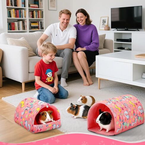 2 Pack Guinea Pig Hideout, Guinea Pig Bed with Guinea Pig Tunnel Washable Small Animal House Cage Accessories for Mouse Chinchillas Hamsters Hedgehogs Ferrets Bearded Dragons and Rats in Saudi Arabia
